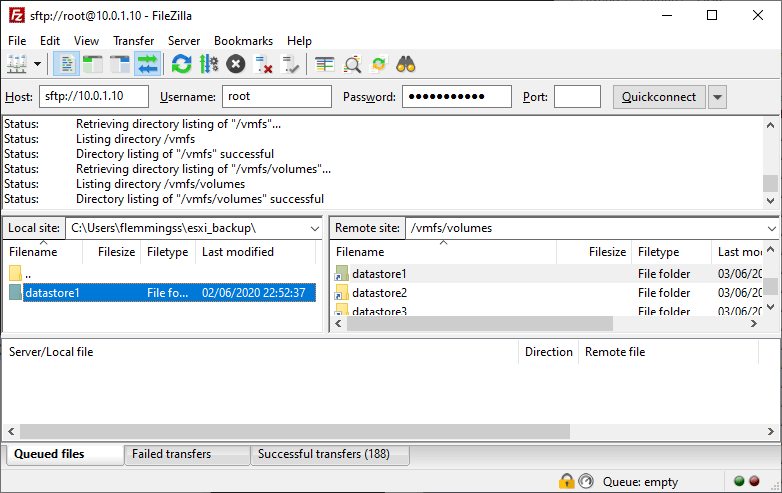 esxi filezilla port